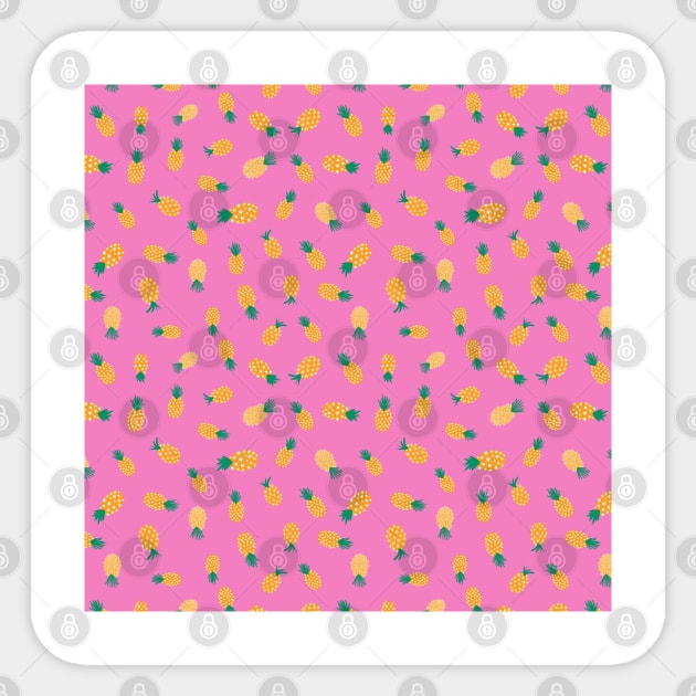 Pineapples on Pink Sticker by Sandra Hutter Designs